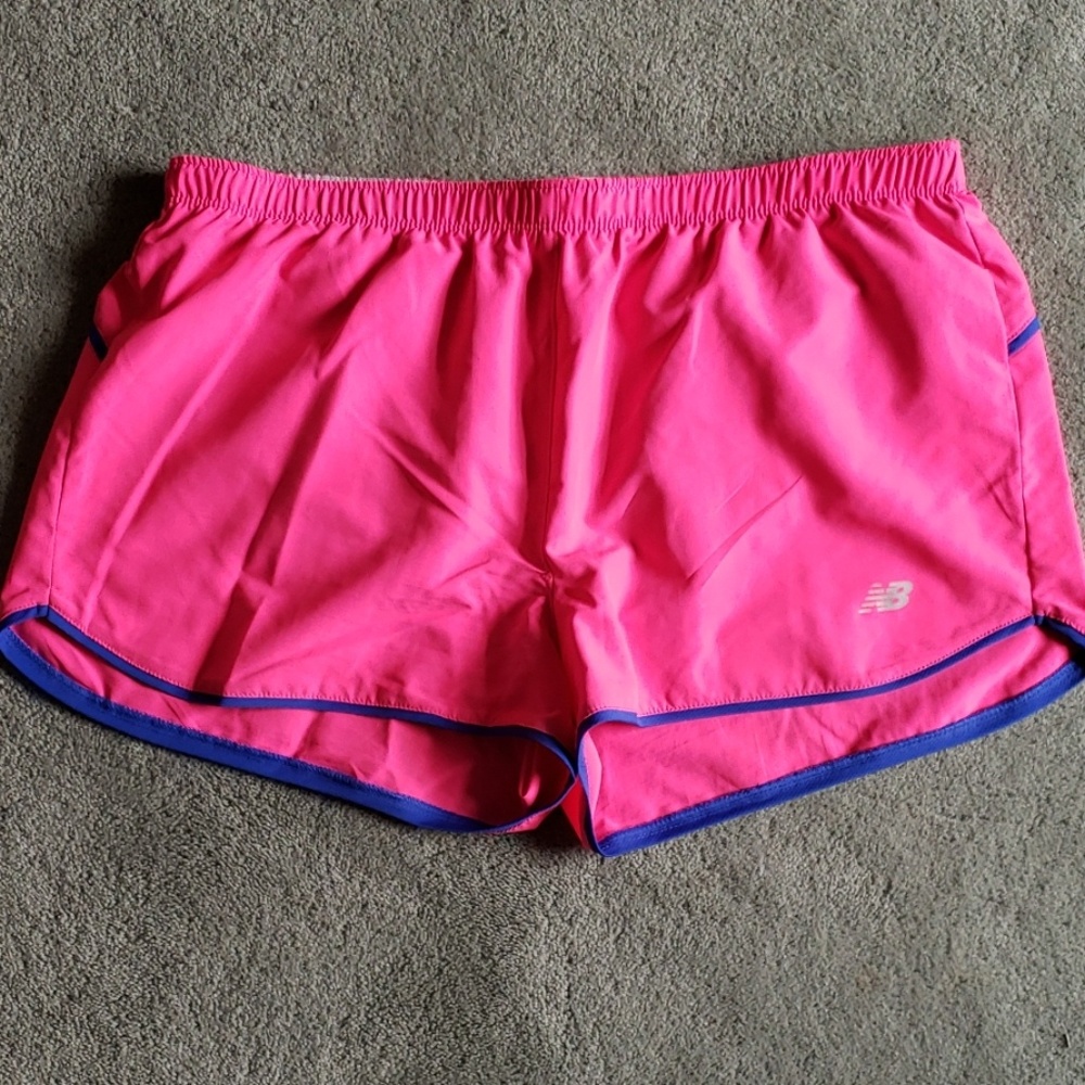 EUC New Balance Sz L hot pink/blue shorts